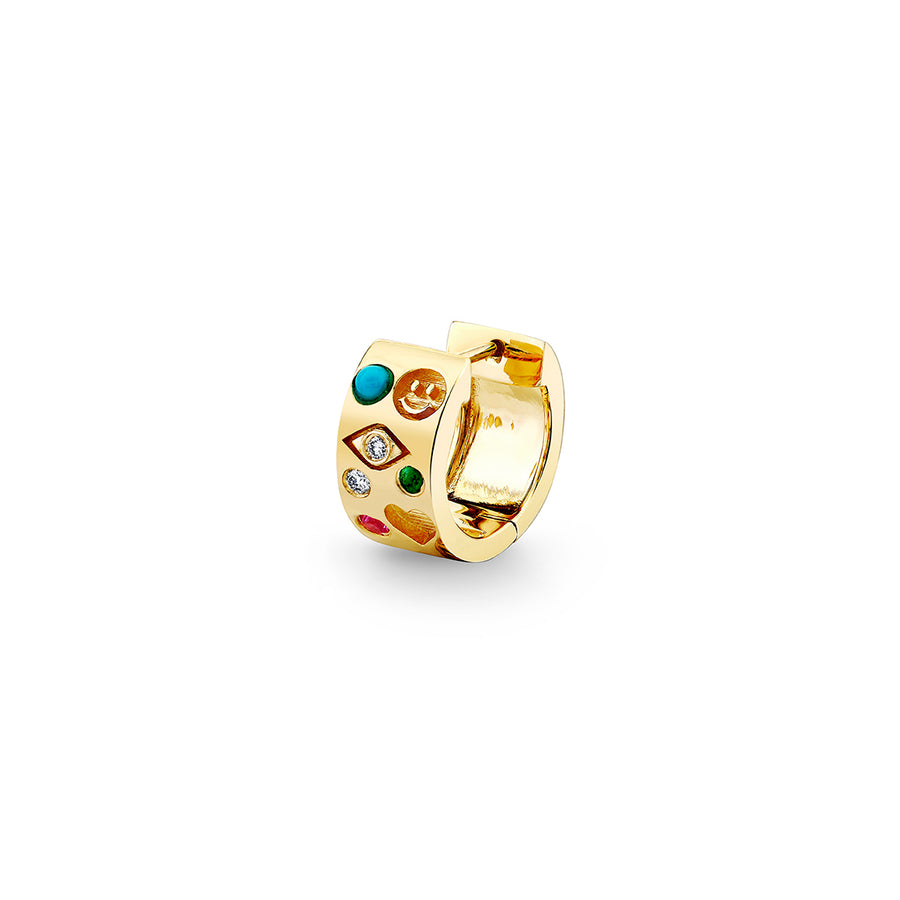 Gold & Diamond Iconography Huggie - Sydney Evan Fine Jewelry