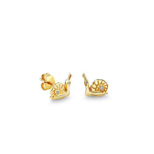 Gold & Diamond Snail Stud