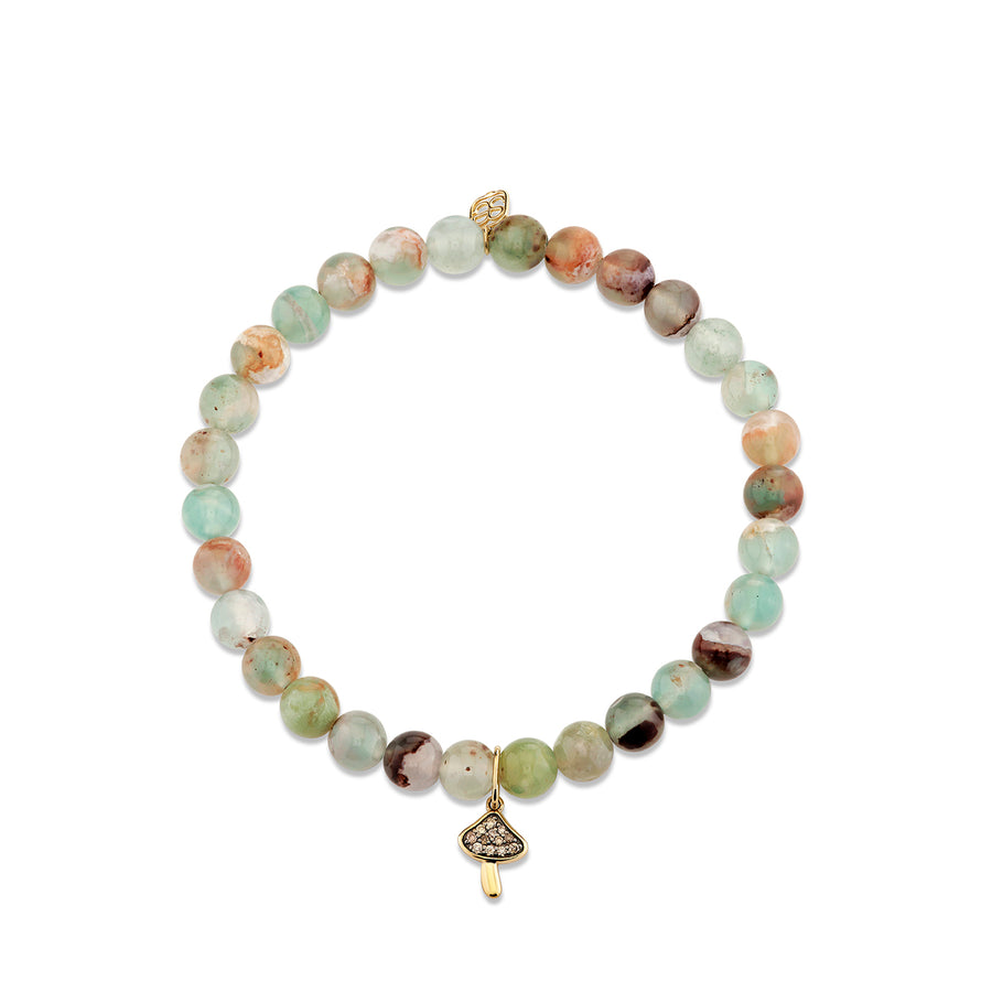 Gold & Brown Diamond Mushroom on Aquaprase - Sydney Evan Fine Jewelry