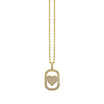 Gold & Pave Diamond Extra Large Heart Open Icon Charm - Sydney Evan Fine Jewelry