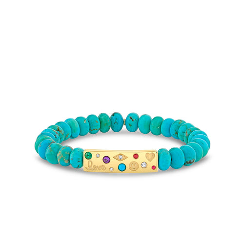 Gold & Diamond Iconography Bar on Turquoise