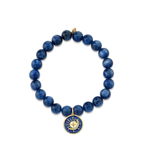 Gold & Diamond Sun & Moon Medallion on Kyanite