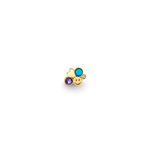Gold Amethyst & Turquoise Iconography Cluster Stud