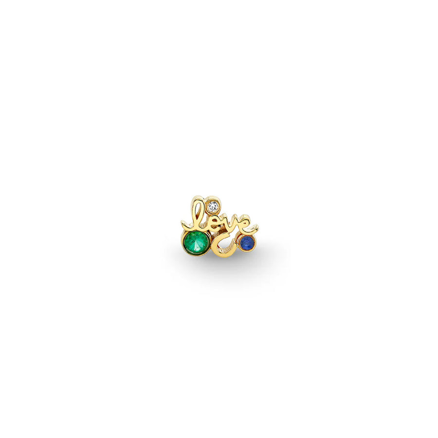 Gold Emerald & Sapphire Iconography Cluster Stud - Sydney Evan Fine Jewelry