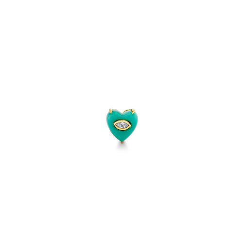 Gold & Diamond Small Carved Stone Heart Stud