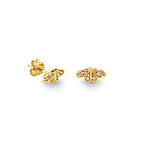 Gold & Diamond Small Moth Stud