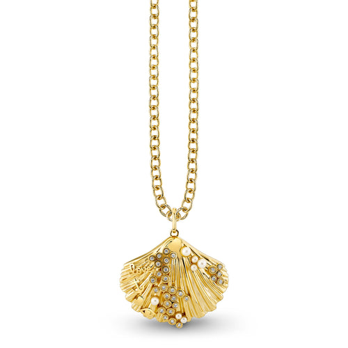【Sydney Evan】 Clam Shellスモール14カラットゴールドネックレ Shop Sydney Evan 14k Gold & Diamond Small Clam Shell Charm