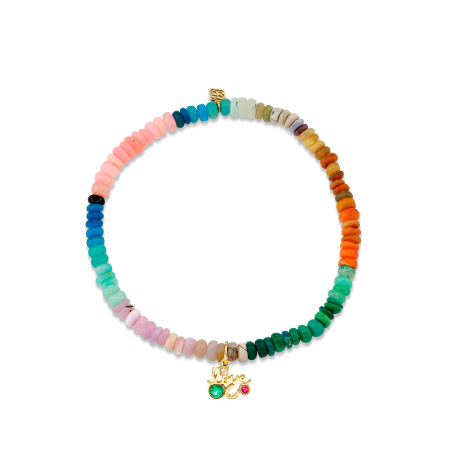 Gold Emerald & Sapphire Iconography Cluster on Opal - Sydney Evan Fine Jewelry