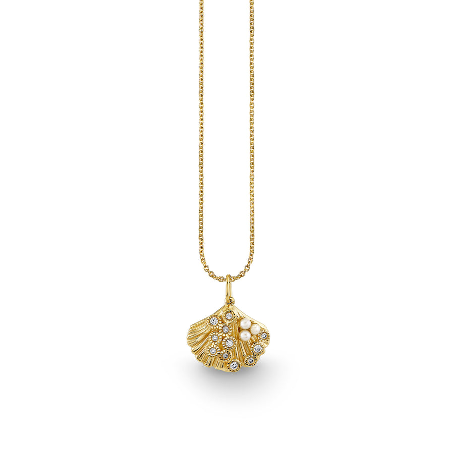 Gold & Diamond Scallop Shell Charm - Sydney Evan Fine Jewelry