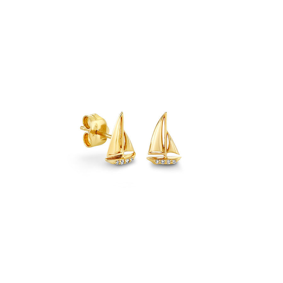 Gold & Diamond Sailboat Stud - Sydney Evan Fine Jewelry