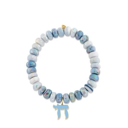 Gold & Enamel Chai on African Opal