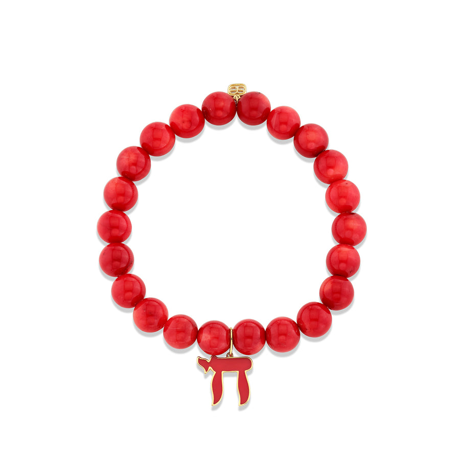 Gold & Enamel Chai on Red Sea Bamboo - Sydney Evan Fine Jewelry