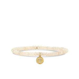 Gold & Diamond Tiny Cross Coin on Blush Gapolite - Sydney Evan Fine Jewelry