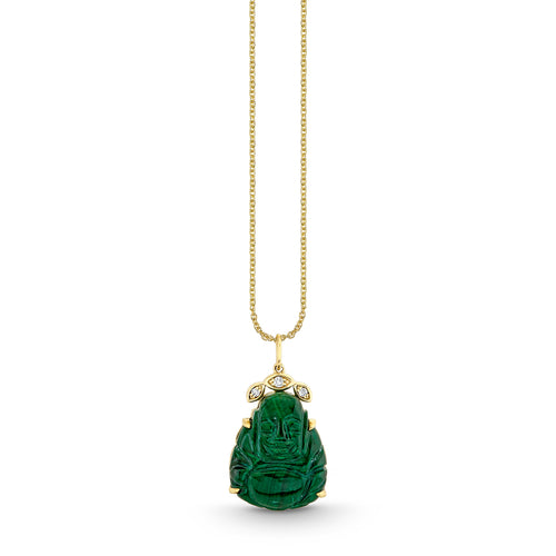 Gold & Diamond Carved Buddha Charm