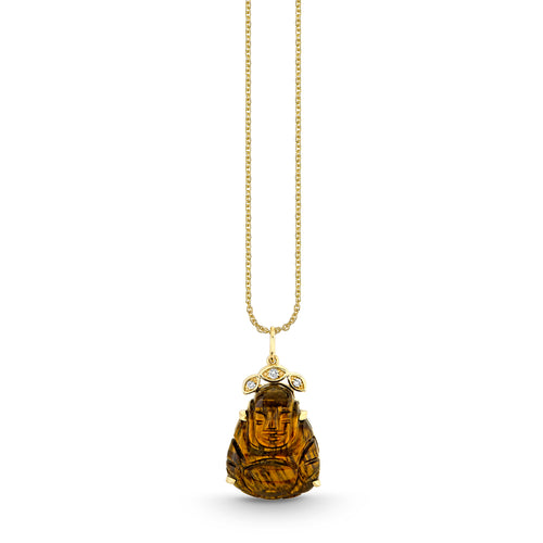 Gold & Diamond Carved Buddha Charm