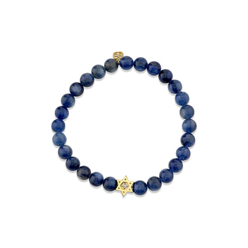 Gold & Diamond Star of David on Kyanite