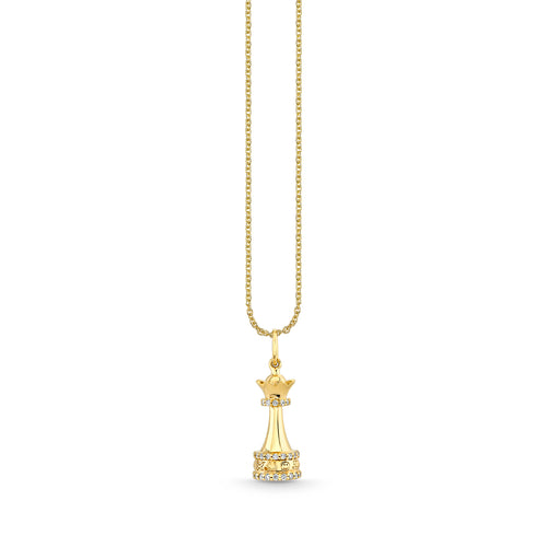 Gold & Diamond Queen Chess Piece Charm