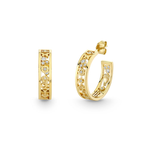 Gold & Diamond Wicked Medium Icon Hoops