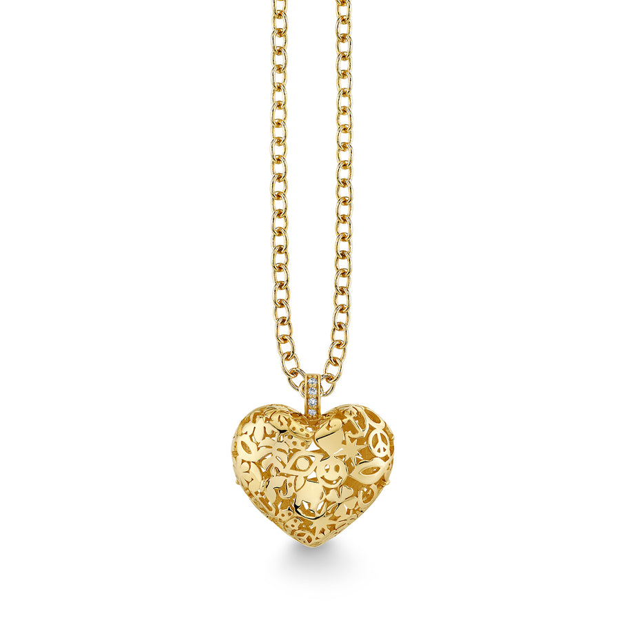 Gold & Diamond Puffy Icon Wallpaper Heart Charm - Sydney Evan Fine Jewelry