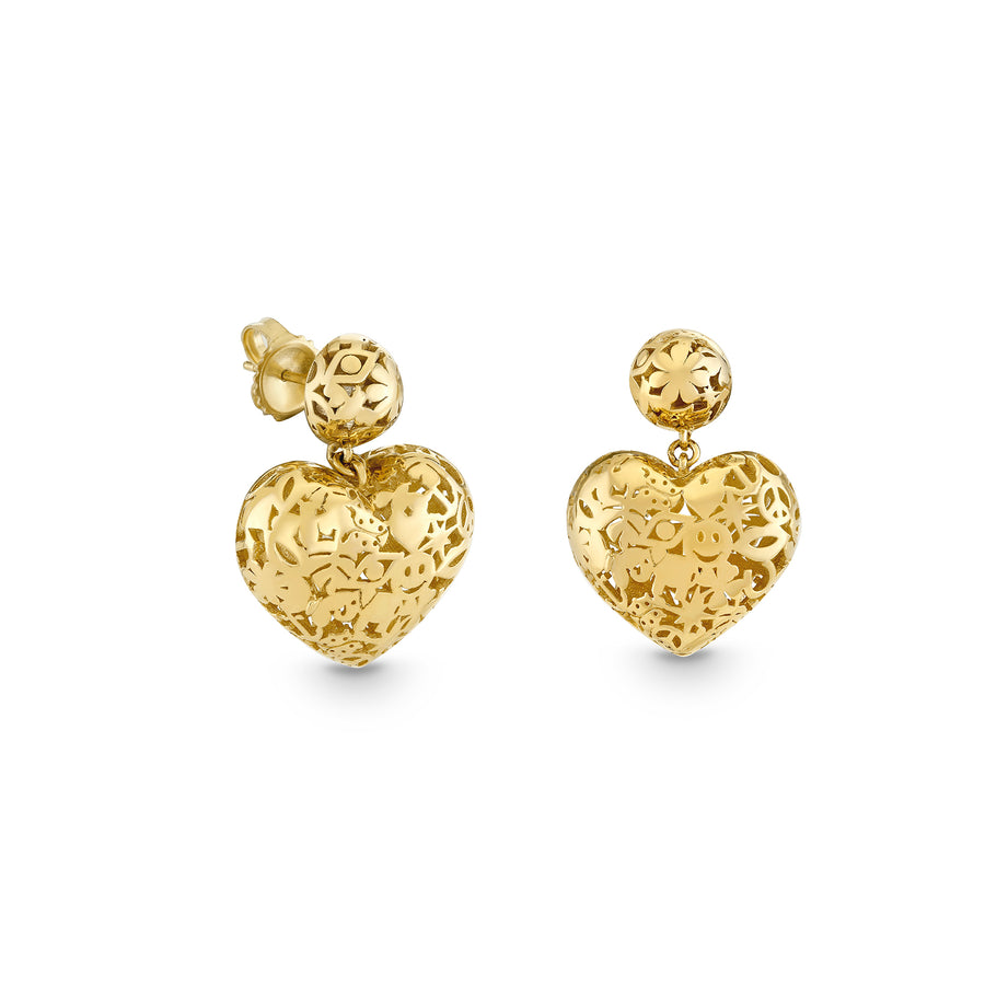 Gold Icon Wallpaper Drop Earrings - Sydney Evan Fine Jewelry