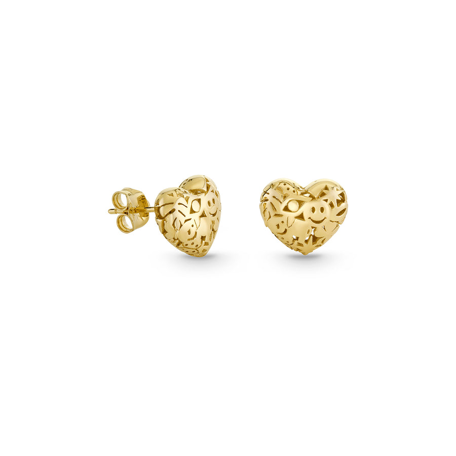 Gold Icon Wallpaper Heart Stud - Sydney Evan Fine Jewelry