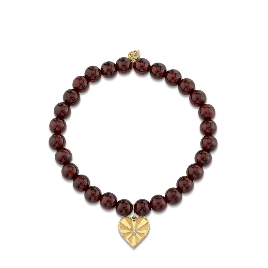 Gold & Diamond Ace of Hearts on Red Garnet - Sydney Evan Fine Jewelry