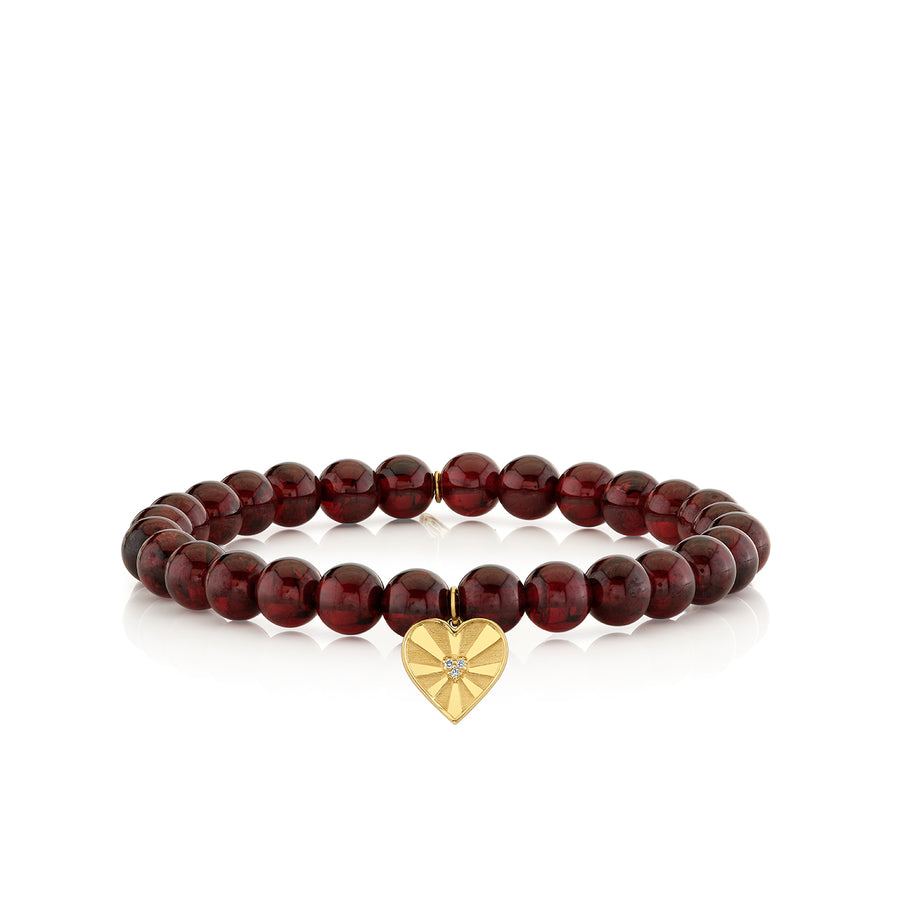Gold & Diamond Ace of Hearts on Red Garnet - Sydney Evan Fine Jewelry