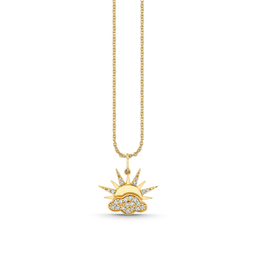 Gold & Diamond Sun and Cloud Charm