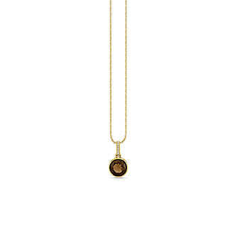 Gold & Smokey Topaz Icon Solitaire with Diamond Bail Charm - Sydney Evan Fine Jewelry