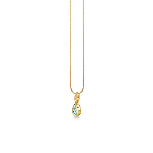 Gold & Diamond Icon Mounting Aquamarine Pear Charm