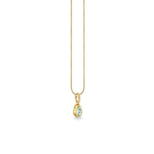 Gold & Diamond Icon Mounting Aquamarine Pear Charm
