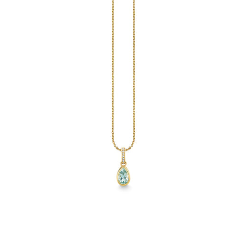Gold & Diamond Icon Mounting Aquamarine Pear Charm