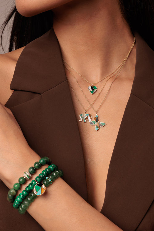 Gold & Diamond Mala Bead on Verdite