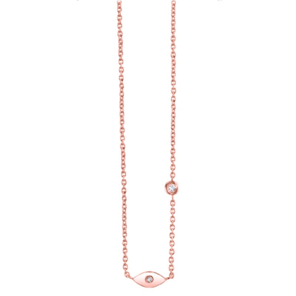 Gold Plated Sterling Silver Eye Necklace with Bezel Set Diamond - Sydney Evan Fine Jewelry