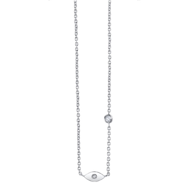 Gold Plated Sterling Silver Eye Necklace with Bezel Set Diamond - Sydney Evan Fine Jewelry