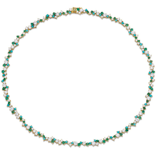 Gold & Diamond Tri Stone Cocktail Eternity Necklace