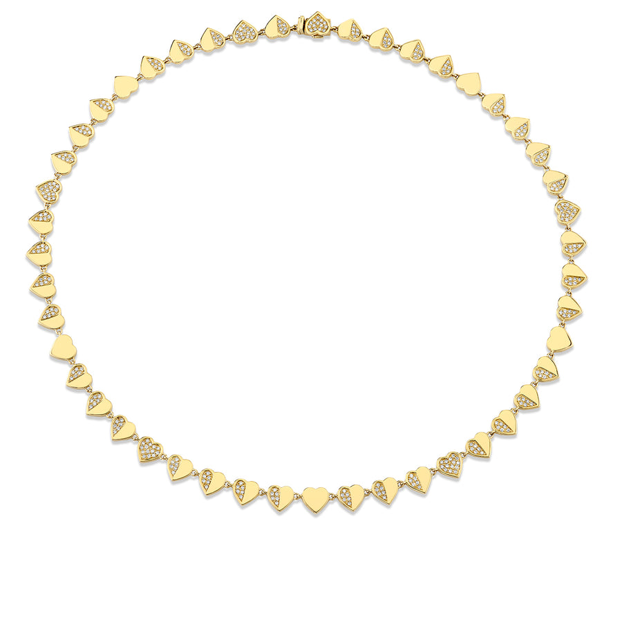 Gold & Diamond Half Pave Heart Eternity Necklace - Sydney Evan Fine Jewelry