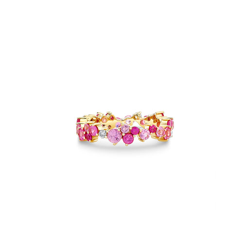 Gold & Diamond Pink Sapphire Cocktail Eternity Ring