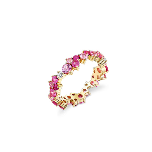 Gold & Diamond Pink Sapphire Cocktail Eternity Ring