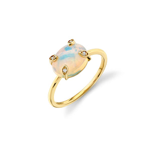 Gold, Diamond & Opal Oval Marquise Eye Prong Ring - Sydney Evan Fine Jewelry