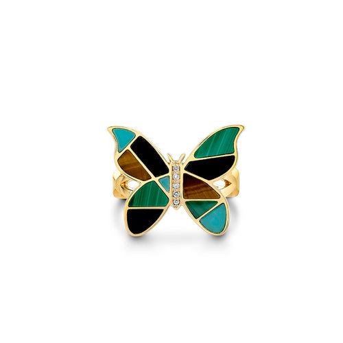 Gold & Diamond Mosaic Butterfly Ring