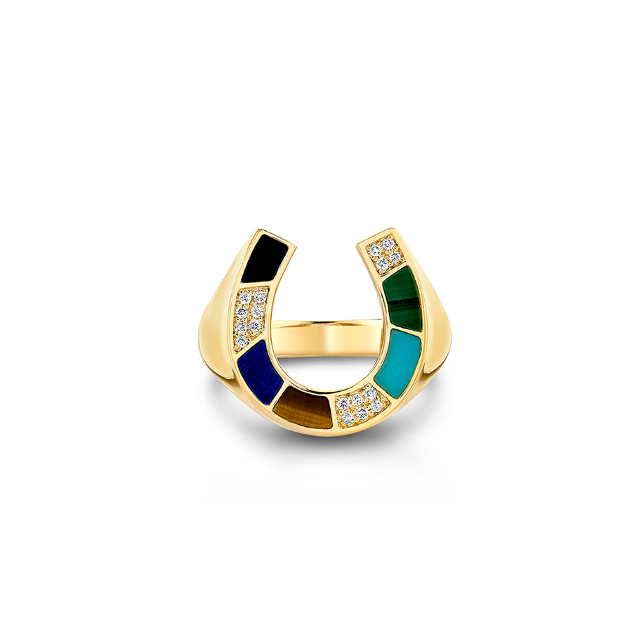 Gold & Diamond Mosaic Horseshoe Ring - Sydney Evan Fine Jewelry