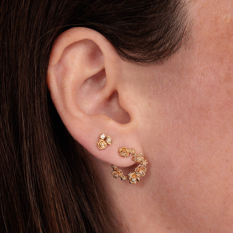 Gold & Diamond Flower Cluster Wrap Earrings - Sydney Evan Fine Jewelry