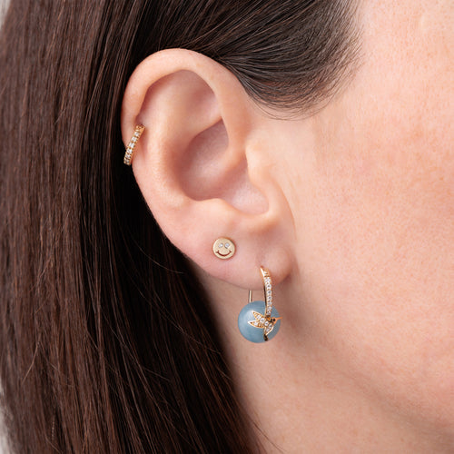 Gold & Diamond Hummingbird Aquamarine Earrings