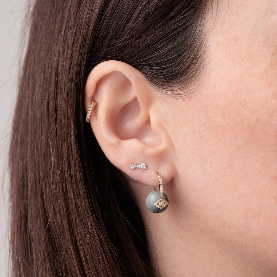 Gold & Diamond Eye Grey Cat's Eye Earrings - Sydney Evan Fine Jewelry