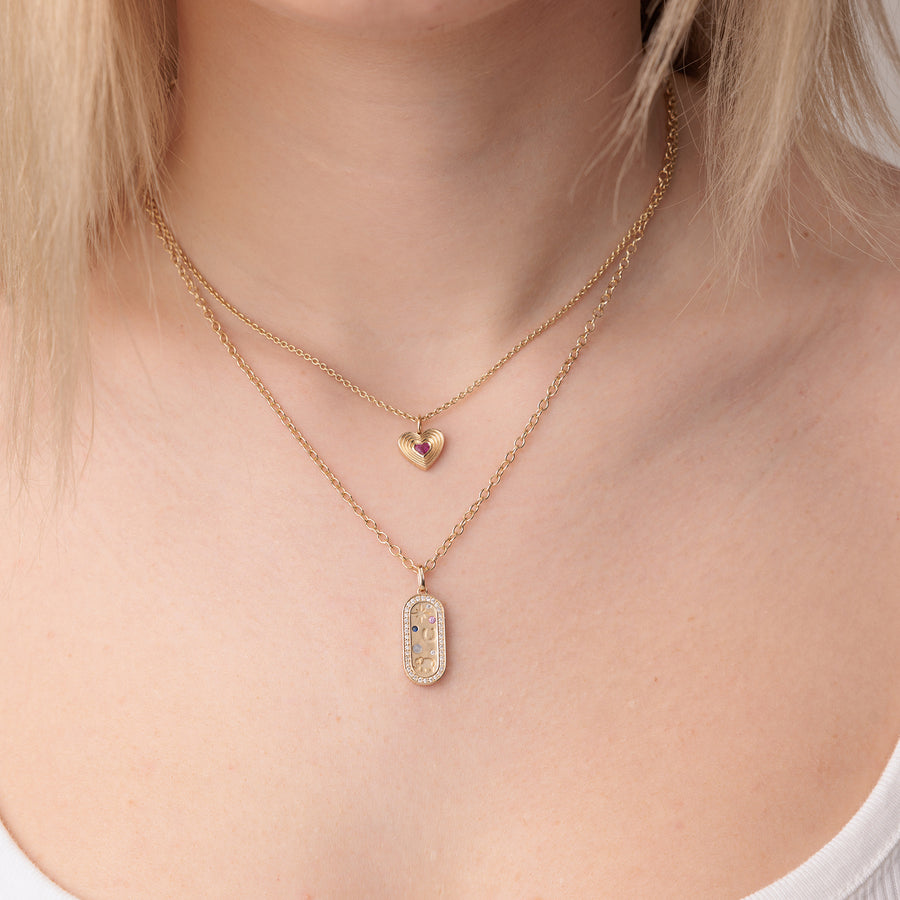 Gold & Ruby Fluted Heart Charm - Sydney Evan Fine Jewelry