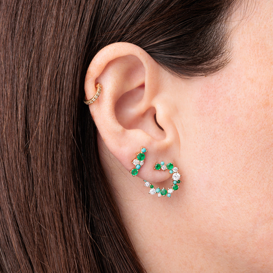 Gold & Diamond Tri Stone Wrap Hoop Earrings - Sydney Evan Fine Jewelry