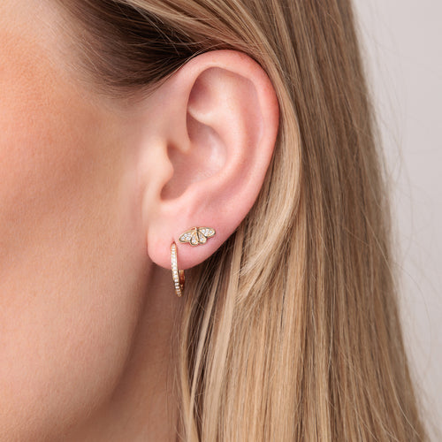 Gold & Diamond Small Moth Stud