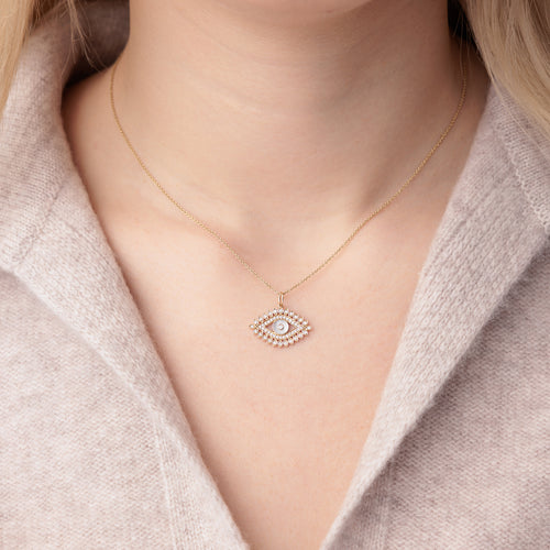 Gold & Diamond Eye Stone Inlay Charm