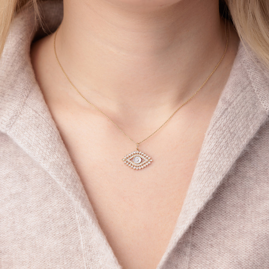 Gold & Diamond Eye Stone Inlay Charm - Sydney Evan Fine Jewelry